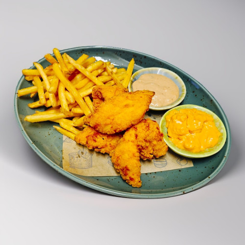 Chicken Strips Box - Ultimátní jedlík. Dva až tři jedlíci (500g) + (400g)Hranolky